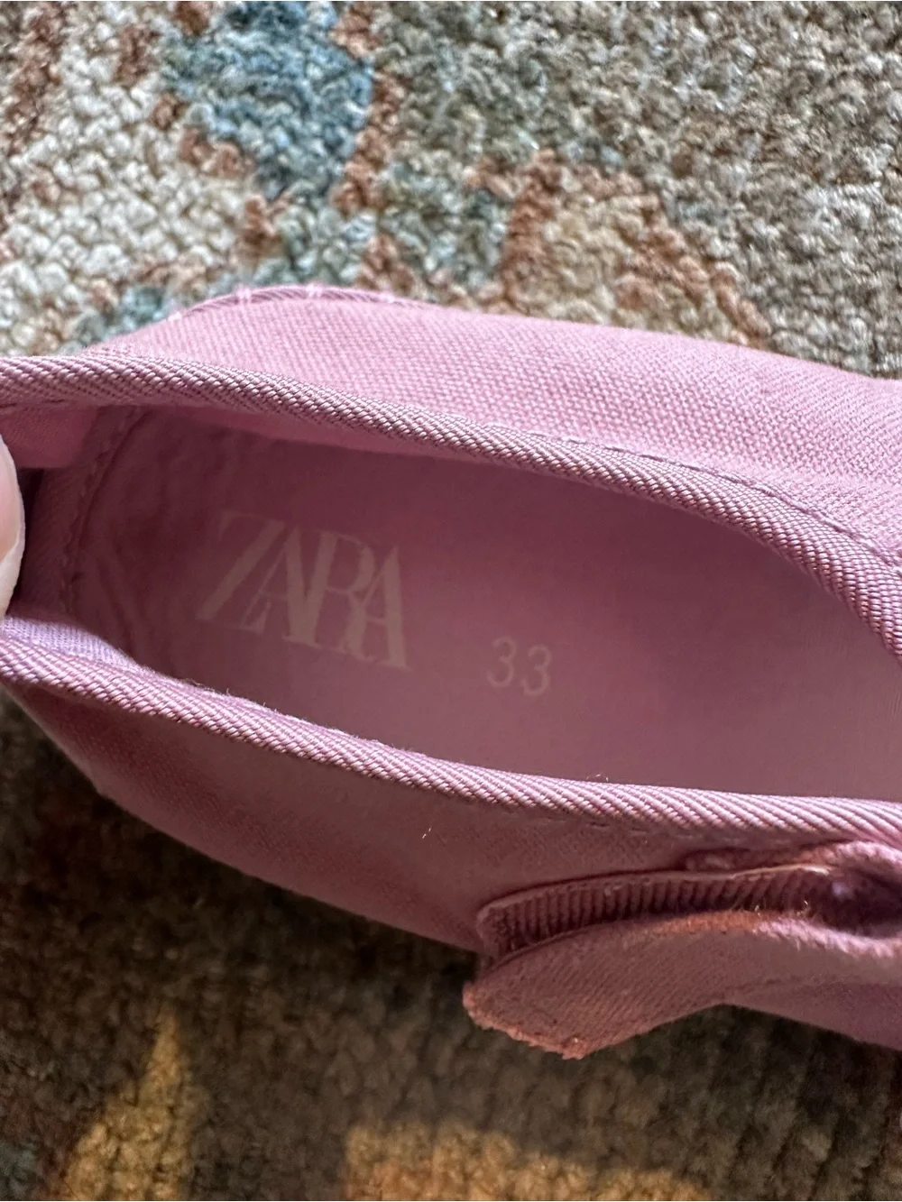 Zara Dusty Pink Mary Jane Canvas Flats | EU 33 | Girls